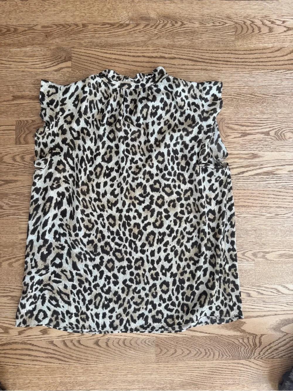 J. Crew Leopard Print Sleeveless Ruffle Top - Brown & Cream. Size Small